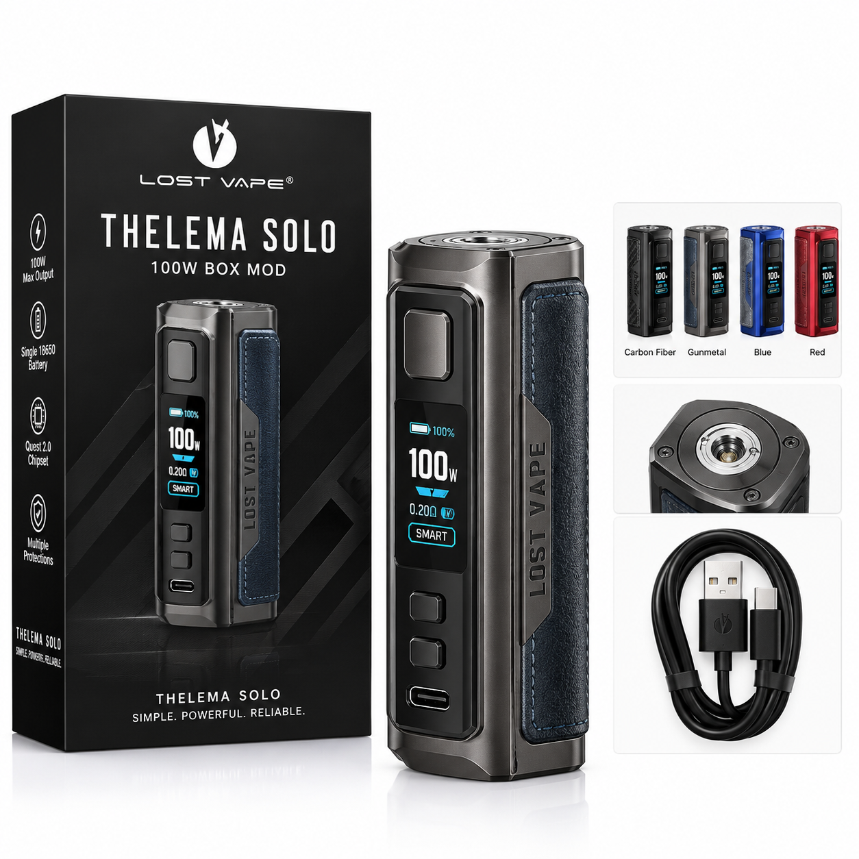 Lost Vape Thelema Solo 100W Box Mod — supplied model photo